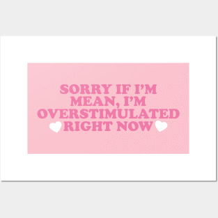 Sorry If I’m Mean, I’m Overstimulated Right Now Shirt, Y2k Aesthitic Shirtr, Self Care, Self Love Shirt, Mental Health Gifts Posters and Art